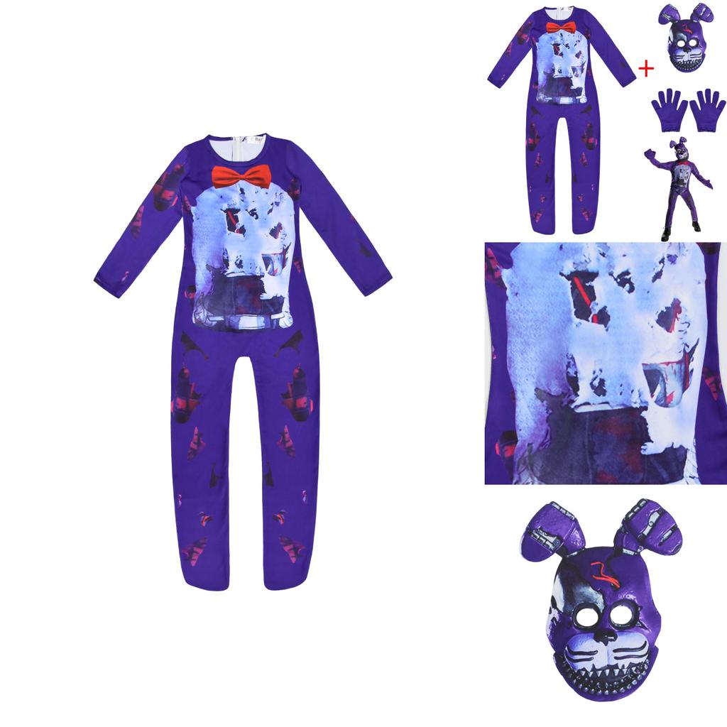 Unisex Sundrop Fnaf Toy Bear Cosplay Costume Bodysuit Jumpsuit Mask Glove For Carnivals
