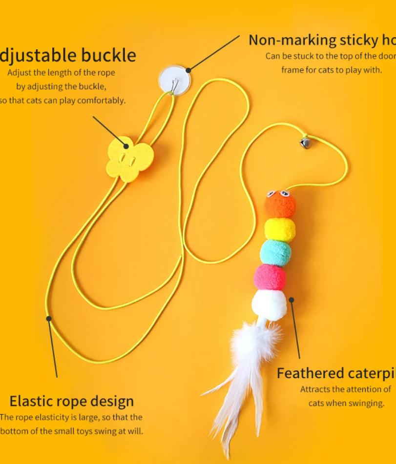 Zabawki dla kotów Huśtawka Lepki Dysk Elastyczna Wisząca Drzwi Drażniąca Lina dla Kota Długa Lina Drażniąca Kota Zabawka dla Kota Akcesoria dla Kota Zabawka dla Kociaka