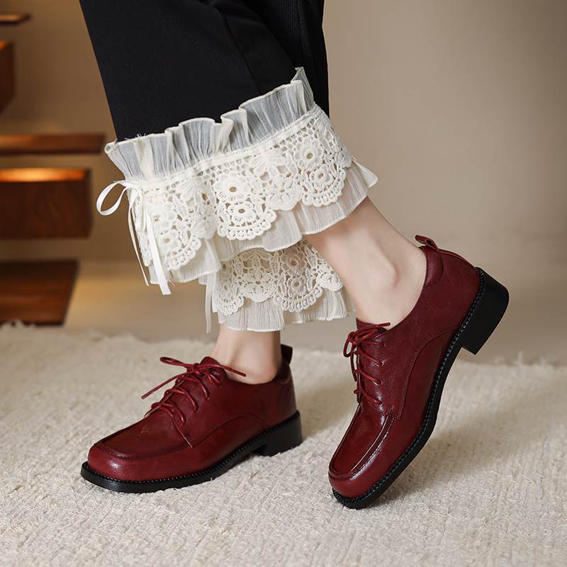 Krazing Pot Sheepskin Round Toe Size 42 Loafers Med Heels Lace Up Size 41 Rome Gladiator Autumn Pumps