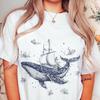 Vintage Whale Tattoo Unisex T-shirt, Retro Ocean Ship Design