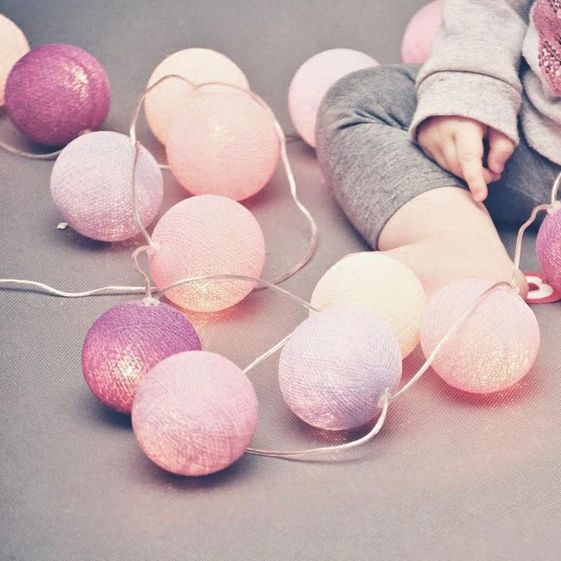 LED Rattan Cotton Ball Fairy Lights for Christmas & Bedroom Decor