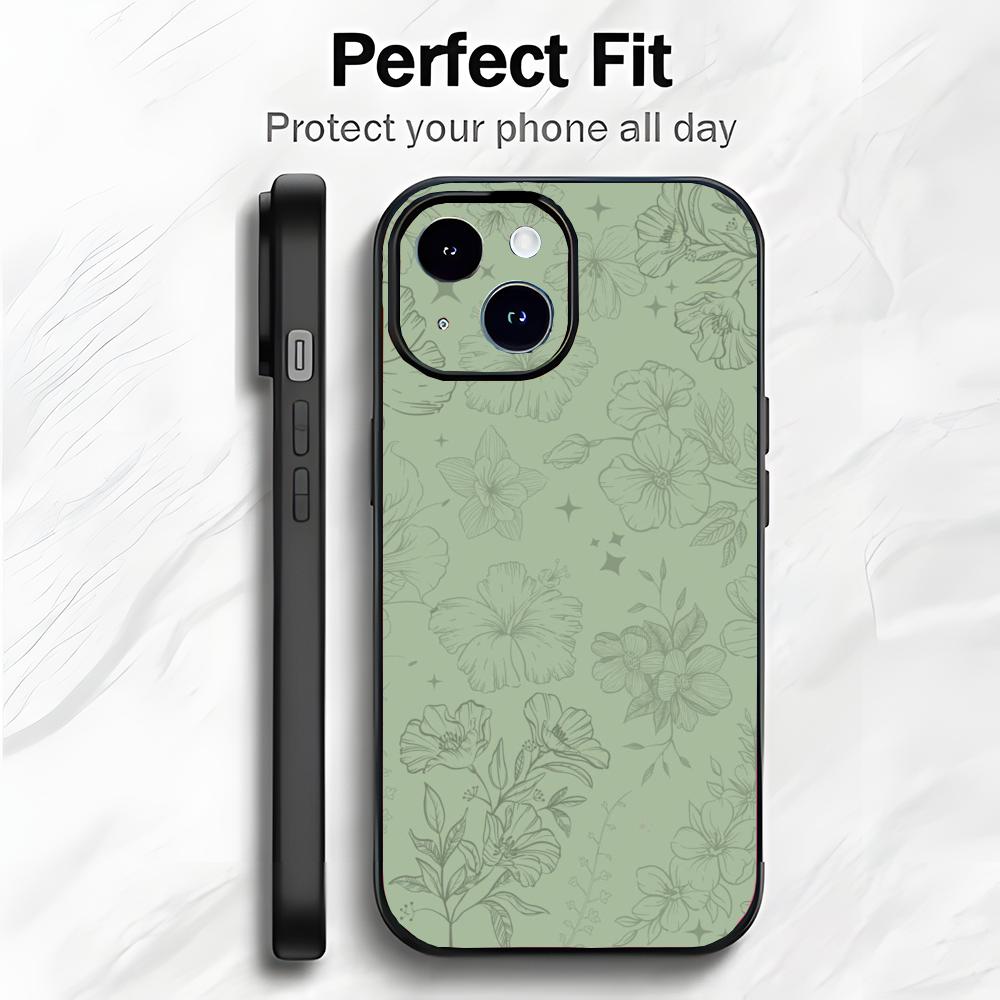 Sage Green Groovy Flowers Art Phone Case Phone Case Soft Packaging Lightweight For iPhone17 16 15 14 13ProMax