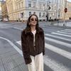 Button Embellished Brown Long Sleeved Jacket Women's Autumn Winter Collection