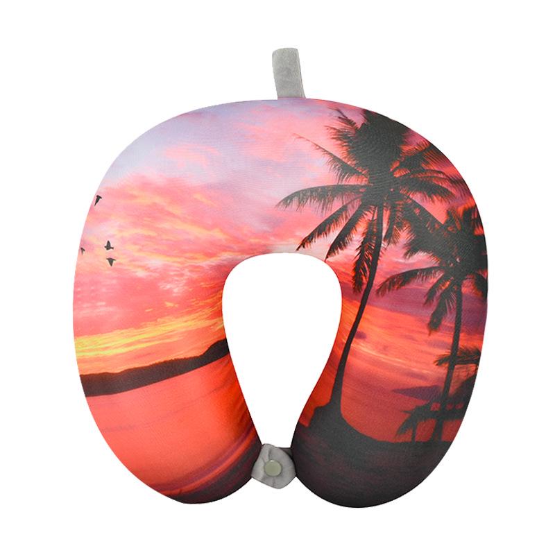 Custom Logo Solid Color U-Shaped Travel Neck Pillow with Foam Particle Support