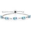 Gem Stone King 3-6 Cttw Gemstone Birthstone and Accent Lab Grown Diamond Tennis Bracelet For Women | 925 Sterling Silver | 7X5MM Oval | Adjustable
