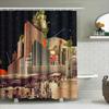 Vintage Hollywood Cityscape Shower Curtain Abstract Film Noir Theater Backdrop Washable Decor