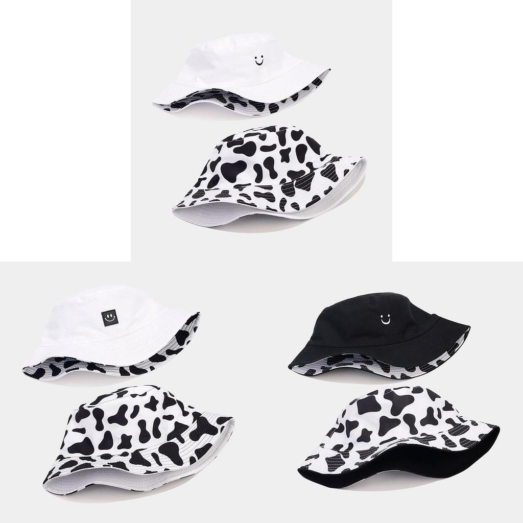 Unisex Cotton Cow Pattern Print Sun Hat With Sunshade And Antiinsect Function For Beach And Outdoor Activities