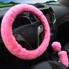 3 Stück/Set Winter Auto Kaninchenfell Lenkradbezug Handbremse Warme Pelzhülle Schalthebelhülle Zubehör Mode Auto Innenraum