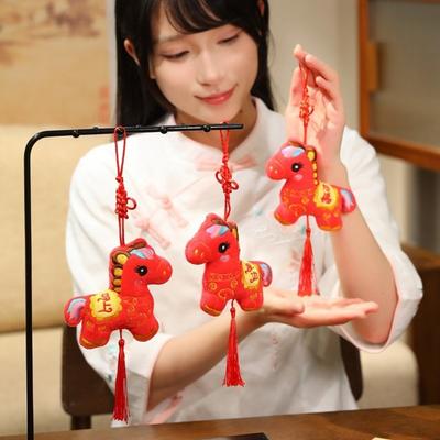 Zodiac Year Of The Horse Pendant Traditional Red Spring Festival Tassel Pendant Good Luck Best Wishes New Year Hanging Ornaments