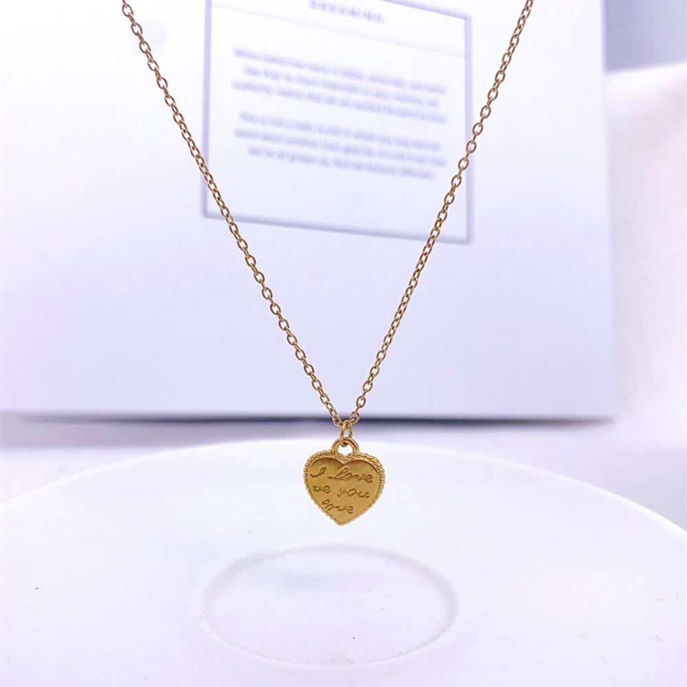 Titanium Steel "I Love You" Heart Pendant Necklace for Women