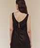 LEUNI Emma Satin Shirred Dress - Black