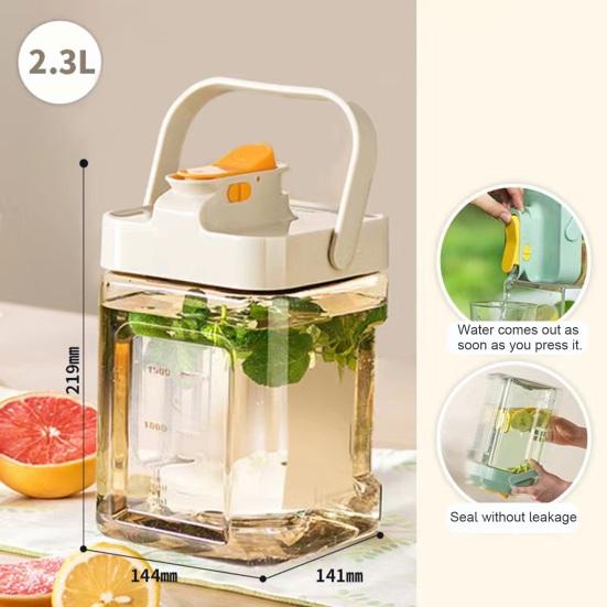 2.3L Cold Kettle Drink Dispenser with Spigot Leakproof Sealed Fruit Infuser Beverage Container for Fridge Seal Filter Faucet Outdoor Use