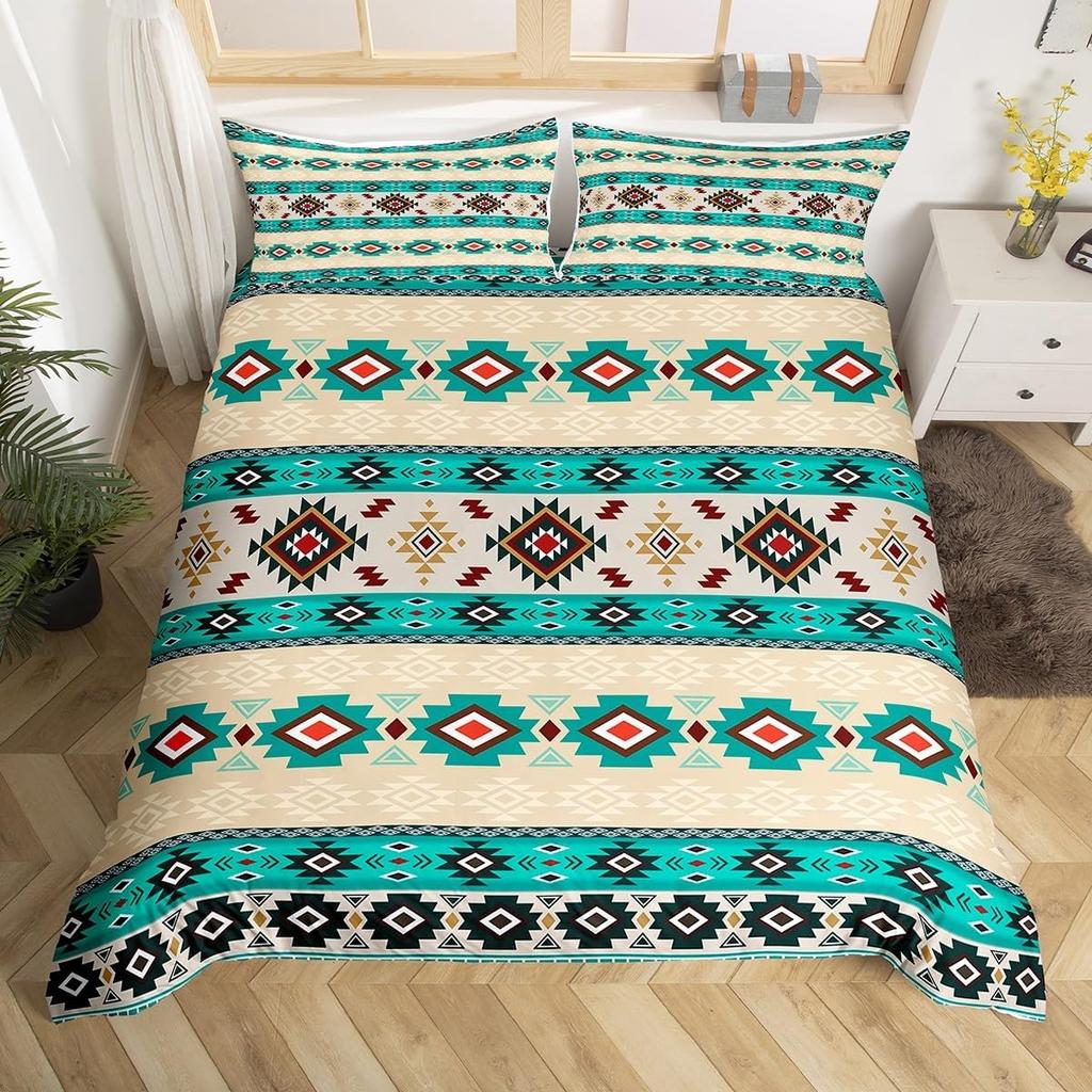 Comforter Geometric Stripes Tribal Style Queen King Size Western Cowboy Style Bedding Set Home Decor 3 Pcs With 2 S