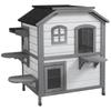 2-Story Indoor or Outdoor Cat House W/ Escape Door, Cat Shelter, White