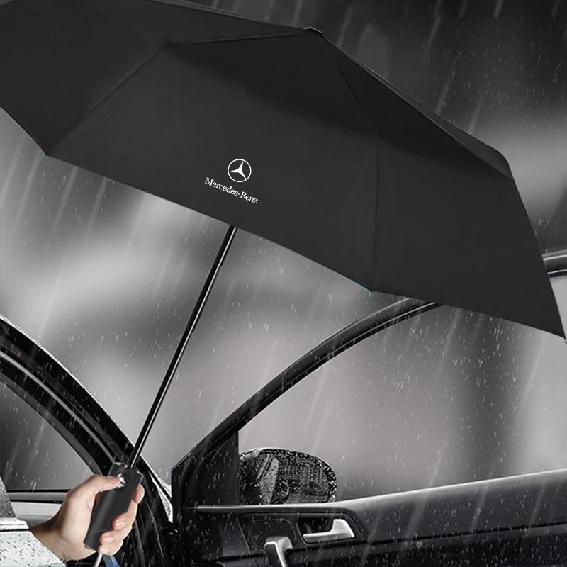 1Pcs Car Portable Folding Automatic Three Folding Umbrella Sunshade For Mercedes-Benz AMG W247 W176 W177 W207 W203 W204 GLA GLC X253 GLK GLA Class