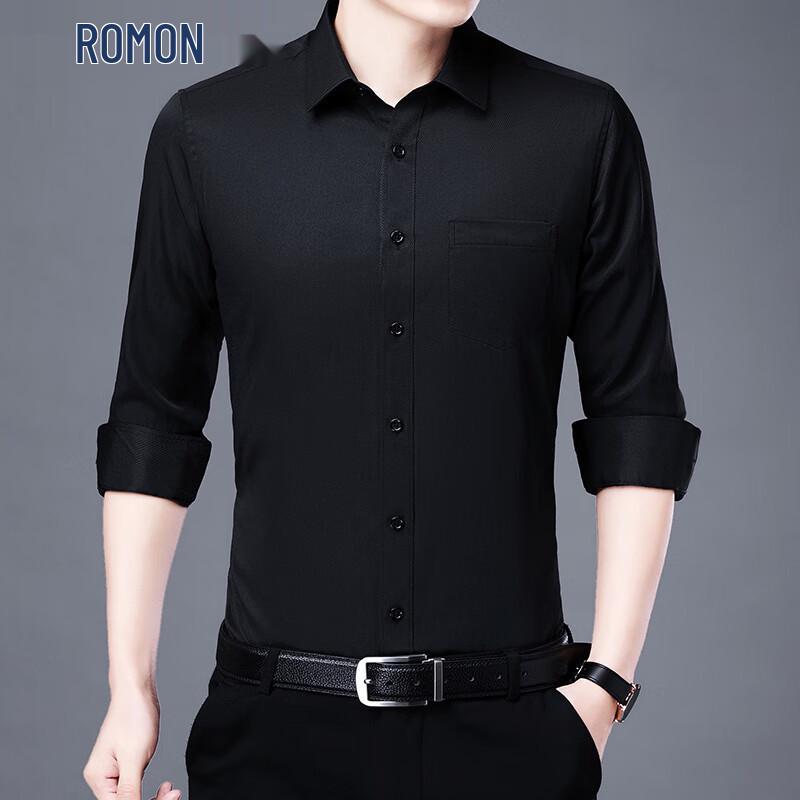 Romon Men s Long-Sleeve Solid Business Casual Shirt M