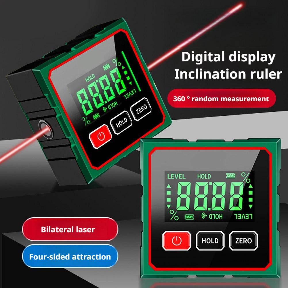 Mini Four Sides Magnetic Electronic Laser Digital Protractor Gauge Inclinometer Level Magnets Level Ruler Angle Slope 0-90°