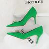 Women's Shoes with Thin Heels, High Heels, Silk, Shallow Mouth, Pointed Metal Bow, Single Shoe