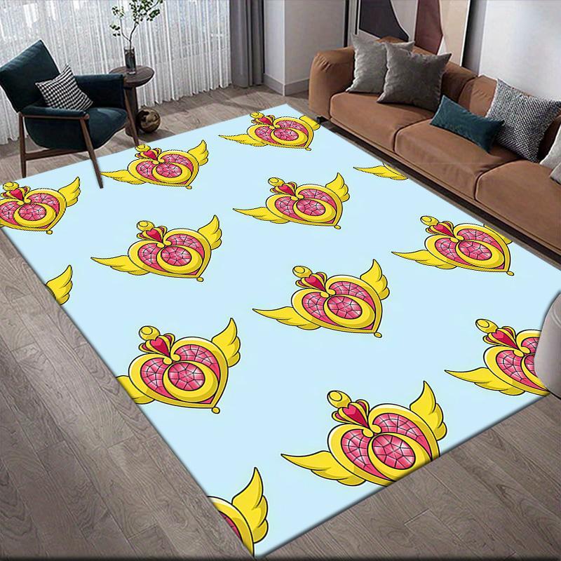 Sailor Moon5 Flannel Pattern Square Carpet,Area Rug,Carpet Rug for Living Room Bedroom Sofa Playroom Decor,Non-slip Floor Mat