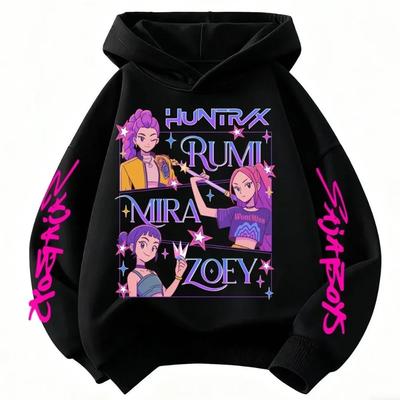 Kinder Kapuzenpullover KPOP Dämonenjäger Oberteile Jungen- und Mädchen-Oberbekleidung Sweatshirt Rosa Weiß Frühling und Herbst