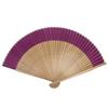 KYOETSU Silk Brown Set Fan for Women Ribs Fan, Plain, Ribs, 2-Piece (Fan, Bag) (Brown 8)