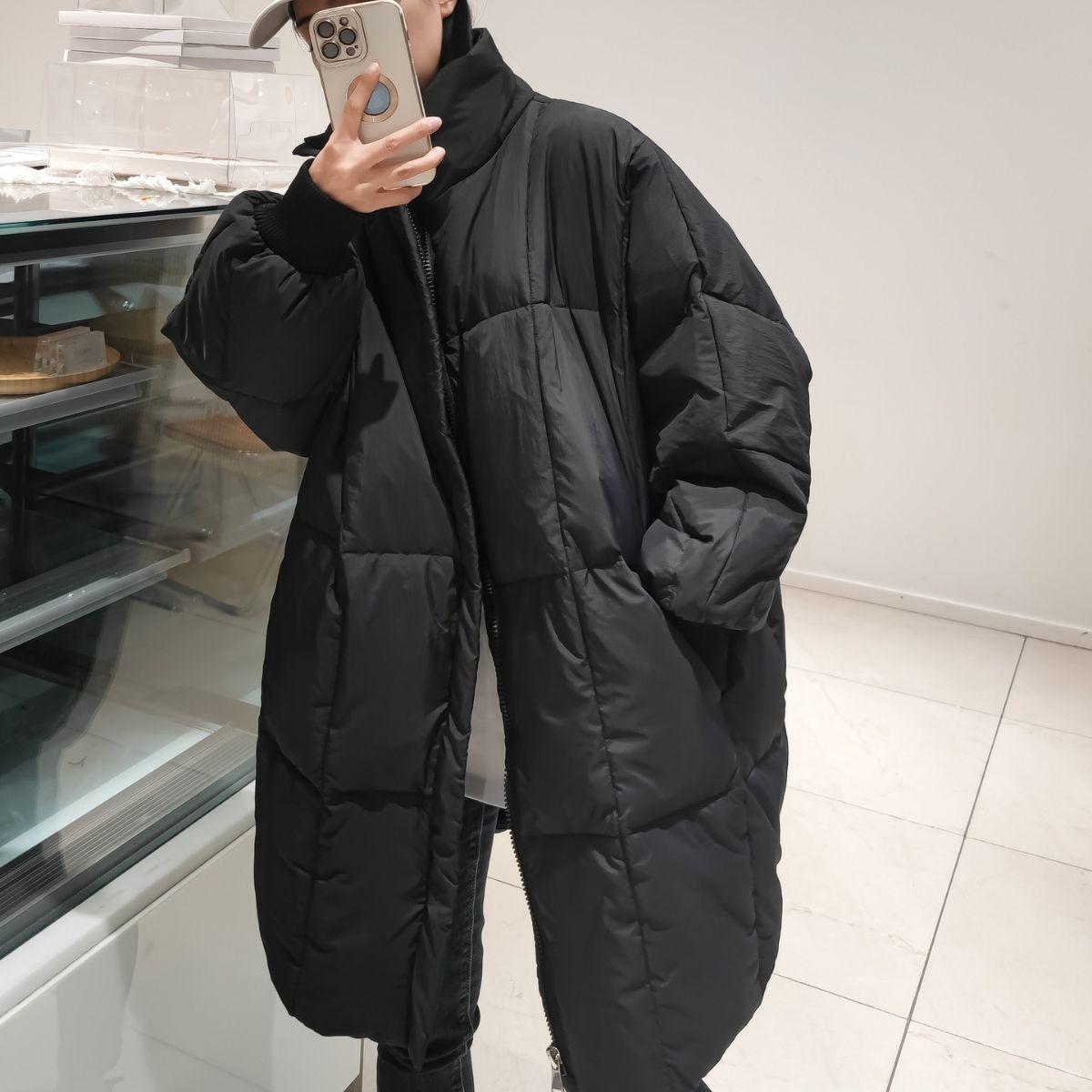 

Новое пуховое пальто большого размера для женщин на зиму, средней длины, свободное, хлопковое пальто в корейском стиле, утолщенное, хлопковое пальто в гонконгском стиле L