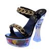 Damen Sandalen Ohne Absatz Leuchtendes Metall Hohe Absätze Dicke Absätze Plateau Modische Hohe Absätze Chaussure Femme