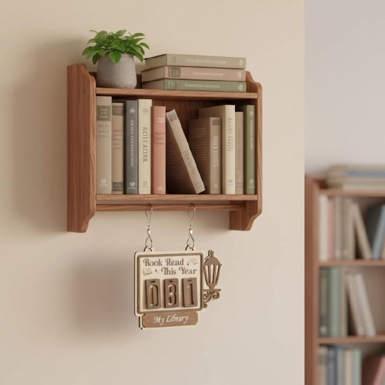 Bibliothek Wanddekoration Holz Bücherregal Lesefortschrittszähler Buchliebhaber Hängendes Holzschild Home Office Klassenzimmer Dekorationen