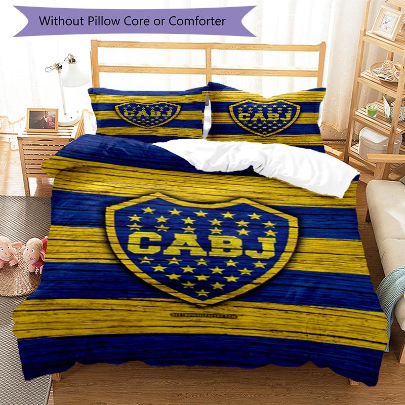 Boca Football Club Printed Pattern Duvet Cover Set – Includes 1 Duvet Cover and 2 Matching Pillowcases Bedroom Decor Christmas Gifts