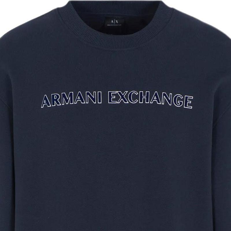 Armani Exchange FW24 ASV Series Letter Logo Print Loose Fit Crew Neck Pullover Long Sleeve Sweatshirt Men sweatshirt Navy-Blue 6DZMBA-ZJADZ-1510