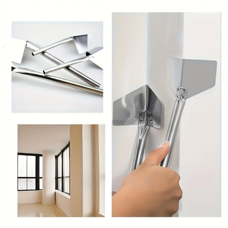 4-Piece Stainless Steel Joint Knifing Tool Set for Wall Repair and Smoothing, Metal Construction, No Electricity Required