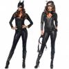Costum Catwoman din piele PU pentru femei, ținută sexy de cosplay pentru Halloween