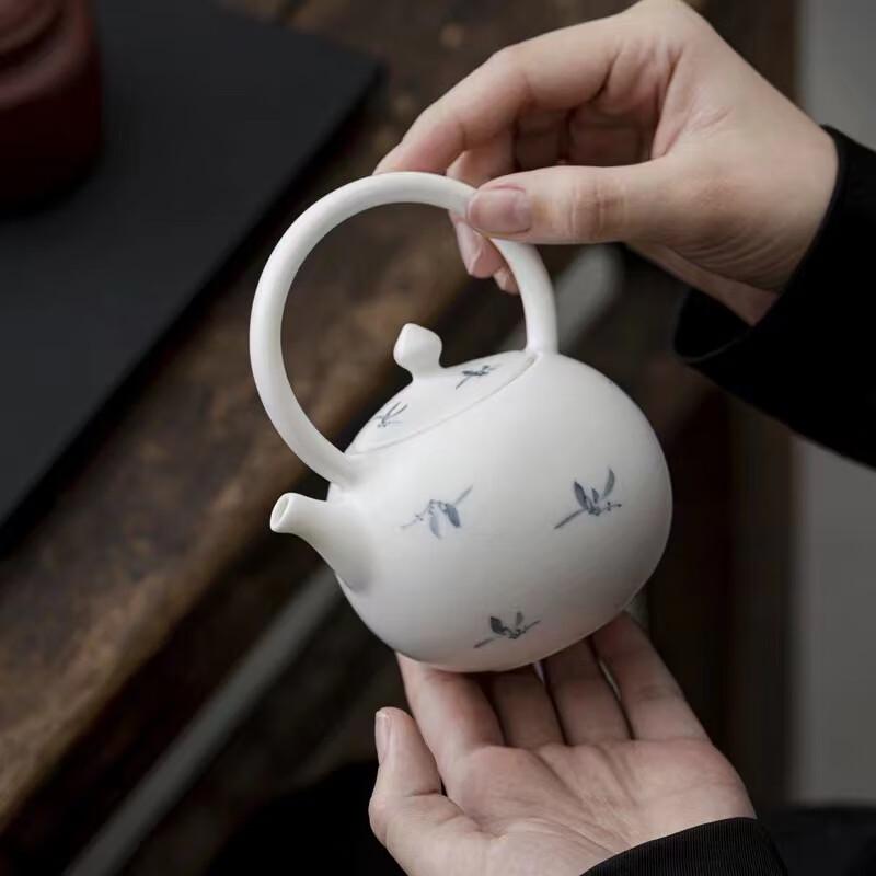 Hand-painted Orchid White Porcelain Teacups