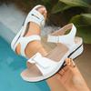 2025 Women's Plus Size Round Toe Velcro Mid-Heel Wedge Sandals - Casual and Comfortable