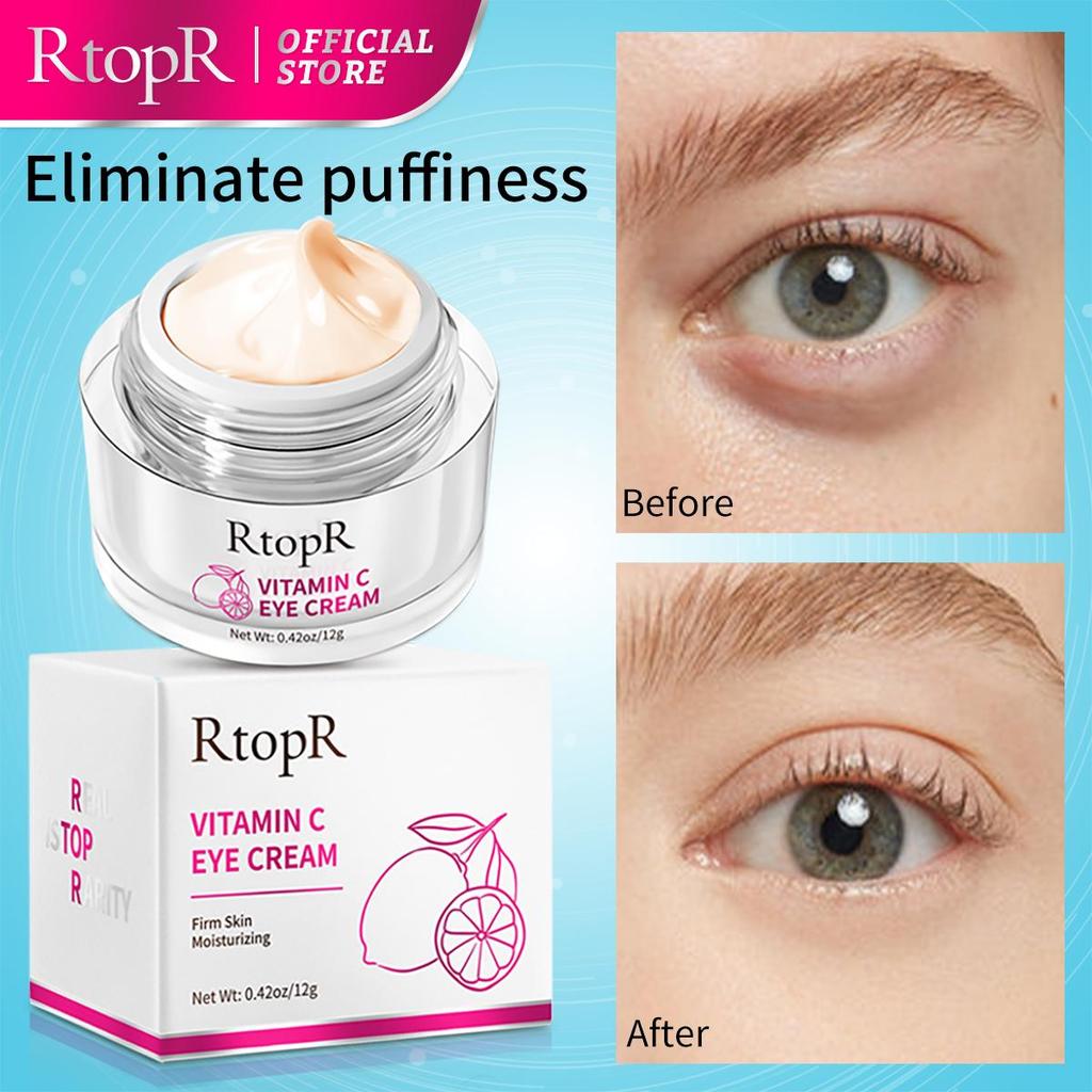 RtopR Vitamin C Anti-rynke øyekrem blekner mørke sirkler Glatter ut øyelinjer bleker Forsinker aldring Eliminerer ødem Øyepleie 12g
