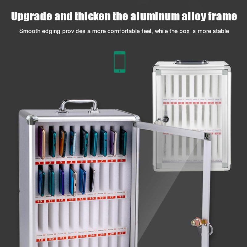 8/12/24/30 Positions Mobile Phone Safe Storage Case Display Holder Cabinet Aluminum Alloy Cell Organizer