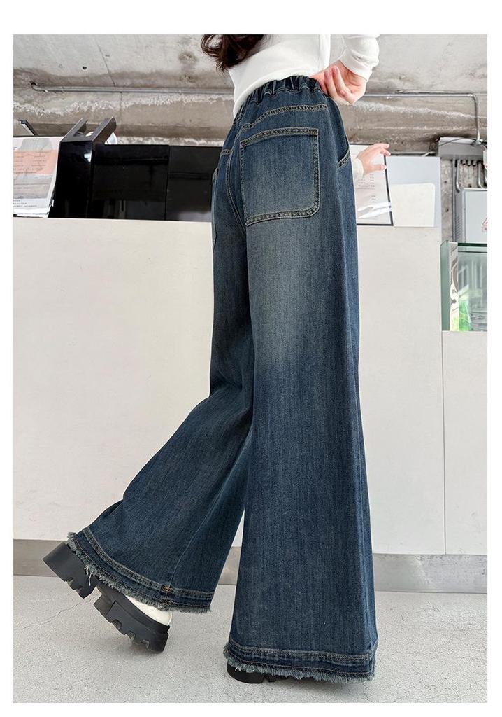 Girls' Wide Leg Jeans - Autumn/Winter 2026, Loose Fit for Junior High Students, Straight Leg