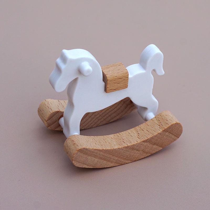 Mini Wooden Horse Toy Model Simple Small Rocking Horse Doll Decor Accessories Dollhouse Ornaments Home Decor