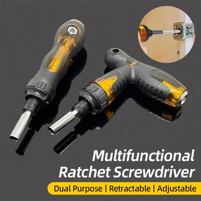 Teleskopischer Ratschenschraubendreher Multifunktional Verstellbarer Griff Schlitz- Kreuzschlitz-Bits Set Schraubendreher Nuss Reparatur Handwerkzeuge