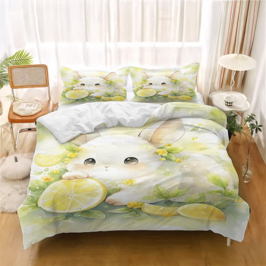 Cartoon Rabbit Duvet Cover Anime Luxury Bedding Set Children Grade A Printed Queen Size Home Modern