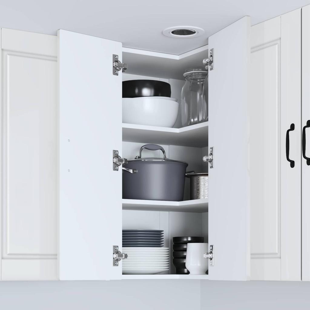 PORTO Wandmontierter Eckschrank Hochglanz Weiß 57 x 57 x 80 cm