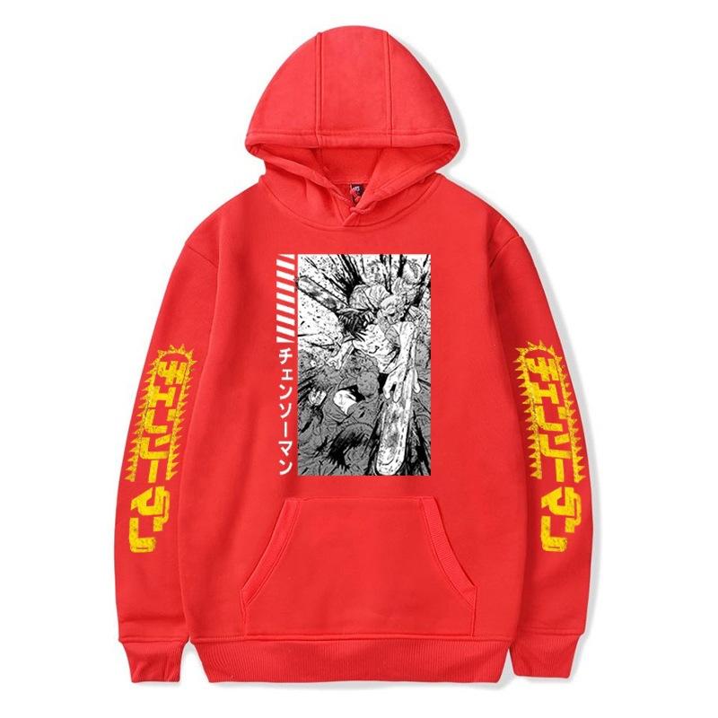 Chainsaw Man, Electric Black And White Print Autumn And Winter Men'S And Women'S Fleece Hoodie Loose Sweater Hoodie Top