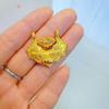 Vietnamese Sand Gold Koi Fish Necklace - Copper Gilded Retro Peace Lock Pendant