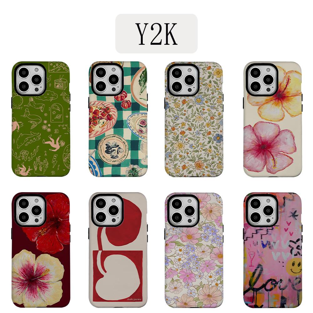 Luxury Y2K Style Lily Phone Case for iPhone 17 16e 16 15 14 13 12 11 X XS XR XSMAX 7 8 Air Pro Max Plus Luxury Double-layer