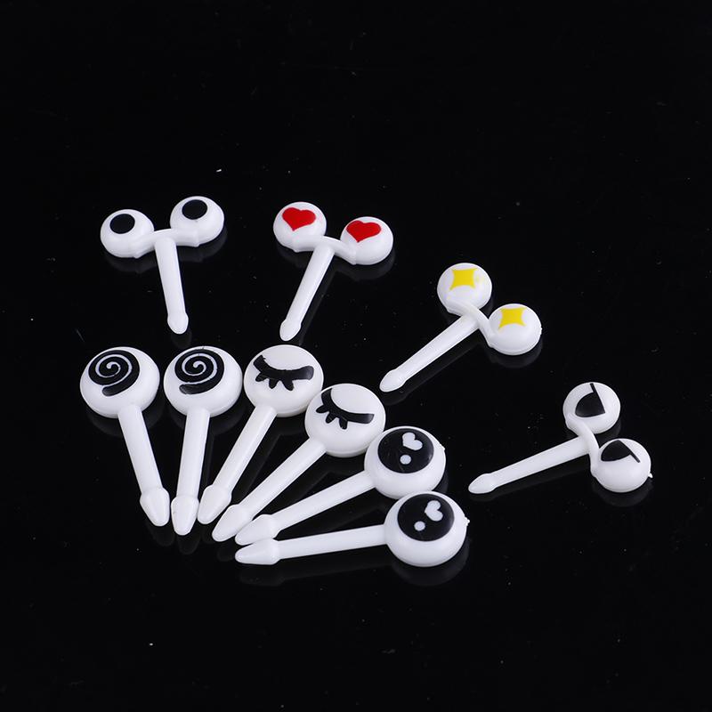 10Pcs Reusable Eye Mini Fruit Fork Sign Cartoon Kids Food Picks Desert Toothpick