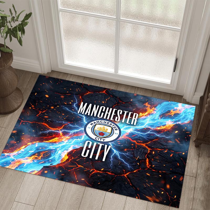 Manchester City Design Crystal Velvet Carpet Cozy Non?Slip Printed Rug For Bedroom Living Room Entrance