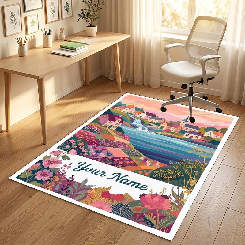 Underwater Sea Theme Soft Crystal Velvet Rug Custom Name & Text Print Non Slip Floor Rug for Bedroom Living Room