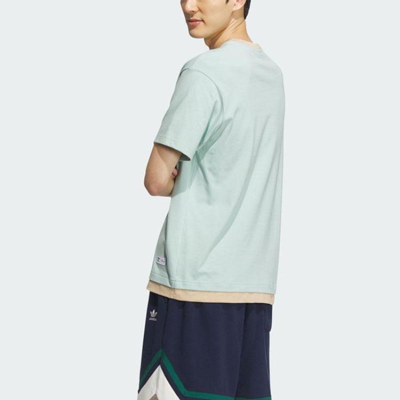 adidas Originals X Disney Dumbo Abbigliamento Sportivo Fantasia Cartone Animato Stampa Logo Color Block Maglietta a Maniche Corte Unisex Top Verde Fumo IN1073