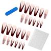 Extra-long Ballet Nail Fake Nail Patch Pink French Glitter Nail Art Finished Wear Nail Tablet Nail