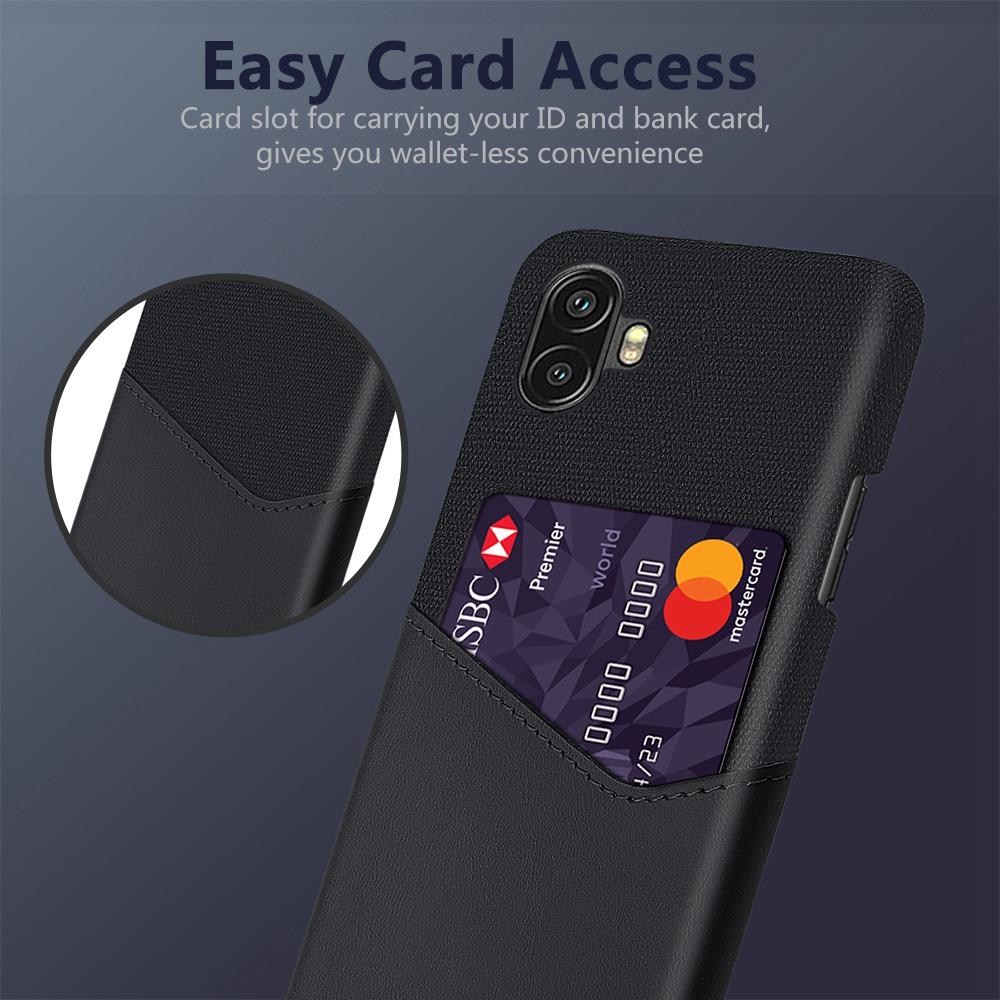 

For Samsung Galaxy Xcover Pro 2 5G Ultra Slim Phone Cover with Card Holder Shockproof Cloth Texture PU Leather Coated PC Phone Case Black